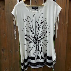 Red Coral Floral Blouse Medium Tie Sleeves